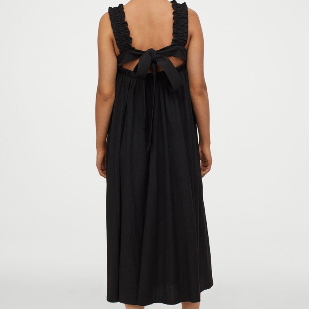 NWT H&M Bow Detail A-Line Open Back Midi Dress
